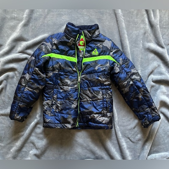 Boys Medium 10/12 Blue Camo Gerry Puffer Jacket - Picture 1 of 4